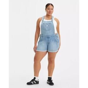 Levi’s Women’s Vintage Shortall Light Wash Cuffed Denim Overalls Size 20W. NWT